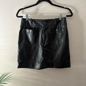 Anthropologie Maeve Faux Leather Mini Skirt Black